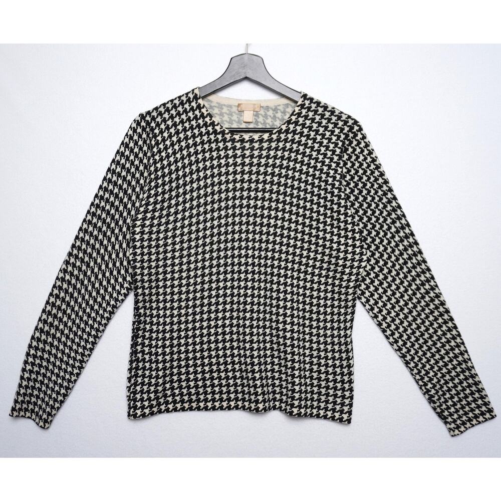 Nordstrom‎ Studio 121 Wool Silk Blend Houndstooth Sweater M